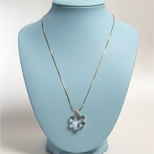 Elegant Vintage Gold Tone Crystal Snowflake Pendant Necklace